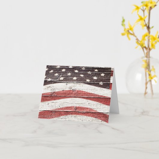 木絵を描質上のア素朴メリカ国旗 カード (黄色い花)