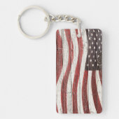 木絵を描質上のア素朴メリカ国旗 キーホルダー (正面)