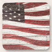木絵を描質上のア素朴メリカ国旗 コースター (正面)
