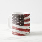木絵を描質上のア素朴メリカ国旗 コーヒーマグカップ (正面左)