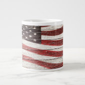 木絵を描質上のア素朴メリカ国旗 ジャンボコーヒーマグカップ (正面)