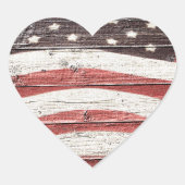 木絵を描質上のア素朴メリカ国旗 ハートシール (正面)
