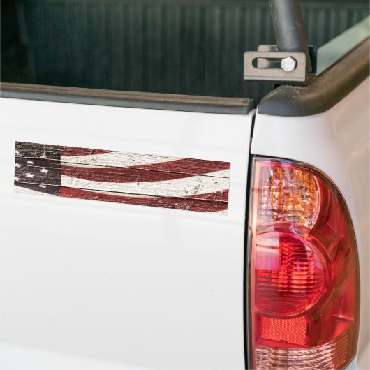 木絵を描質上のア素朴メリカ国旗 バンパーステッカー (トラック上)