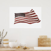 木絵を描質上のア素朴メリカ国旗 ポスター (キッチン)