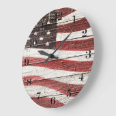 木絵を描質上のア素朴メリカ国旗 ラージ壁時計 (傾斜)