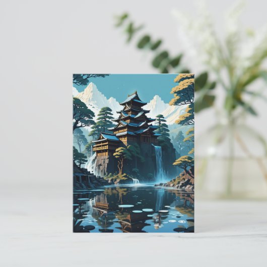 木絵画と日本の木の入った ポストカード (スタンド正面)