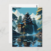 木絵画と日本の木の入った ポストカード (正面/裏面)