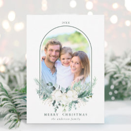 木綿花アーチ型フレーム写真クリスマス シーズンカード