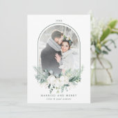 木綿花アーチ型フレーム結婚した写真&メリー シーズンカード (スタンド正面)