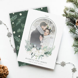 木綿花アーチ型フレーム結婚した写真&メリー シーズンカード