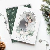 木綿花アーチ型フレーム結婚した写真&メリー シーズンカード