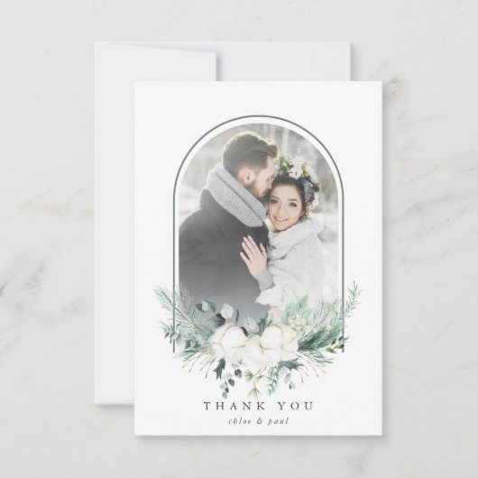 木綿花アーチ結婚フレームの写真 サンキューカード (正面)