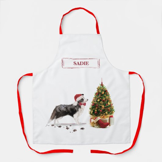 木縁ど付きおもしろいのクリスマスドッグ エプロン (正面)