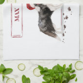 木縁ど付きおもしろいのクリスマスドッグ キッチンタオル (折り畳み)