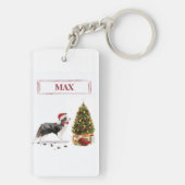 木縁ど付きおもしろいのクリスマスドッグ キーホルダー (裏面)