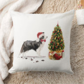 木縁ど付きおもしろいのクリスマスドッグ クッション (ブランケット)