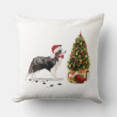 木縁ど付きおもしろいのクリスマスドッグ クッション (正面)