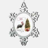 木縁ど付きおもしろいのクリスマスドッグ スノーフレークピューターオーナメント (右)