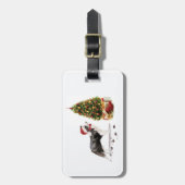 木縁ど付きおもしろいのクリスマスドッグ ラゲッジタグ (正面縦)