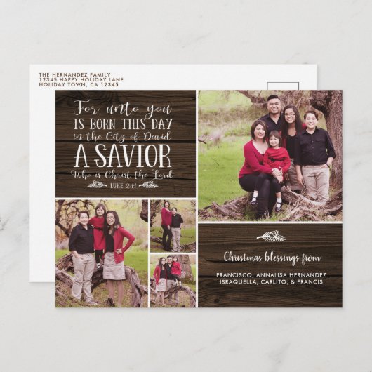 木聖書聖句素朴クリスマスの休日の写真 シーズンポストカード (正面/裏面)