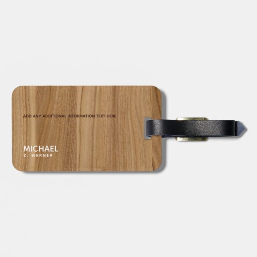 木色モダン茶色モノグラム名旅行 ラゲッジタグ (裏面横)