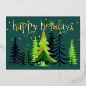 木色彩の鮮やか々グリーンブルーハッピーホイルデイズフォイルホリド 箔シーズンカード (正面)