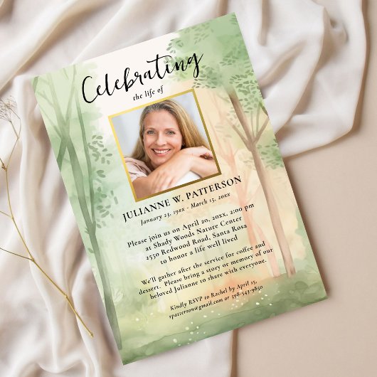 木色彩の鮮やか林お祝いの生活写真 招待状