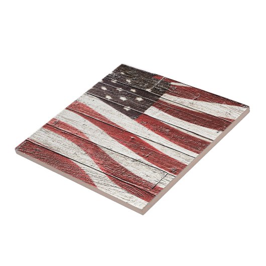 木色彩の鮮やか様のテクスチ素朴ャのアメリカ国旗 タイル (側面)
