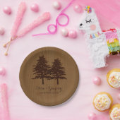 木茶色の森の結婚木々 ペーパープレート (パーティー)