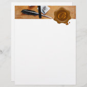 木茶色ワックスシールモノグラムにおける手紙ホルダー (正面/裏面)