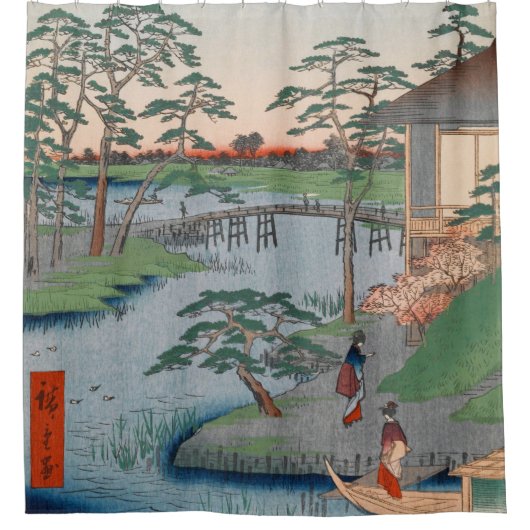 木菩提寺ヴィンテージ浮世絵日本の画 シャワーカーテン (正面)