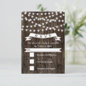 木製およびバナー結婚式の灯列RSVP 出欠カード (スタンド正面)