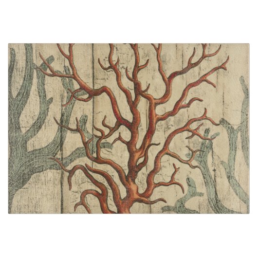 木製および小さい珊瑚 カッティングボード (正面)