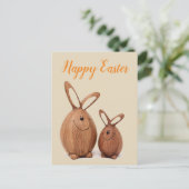 木製かわいいイースターウサギ シーズンポストカード (スタンド正面)