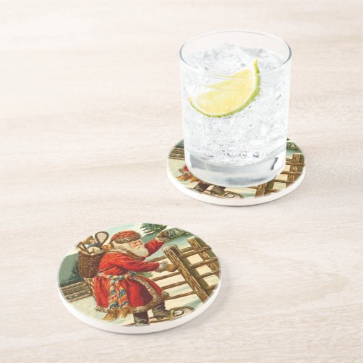 木製かんじきのコースターのヴィンテージのクリスマスサンタ コースター (側面)