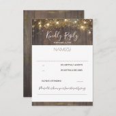 木製とストリングライトのウェディング素朴RSVP 出欠カード (正面/裏面)