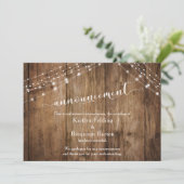 木製とライトの結婚式中止のお知らせ 招待状 (スタンド正面)