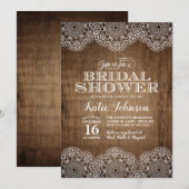 木製とレースのウェディングシャワー招待状 招待状 (正面/裏面)