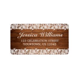 木製と白レースの住所ラベル ラベル