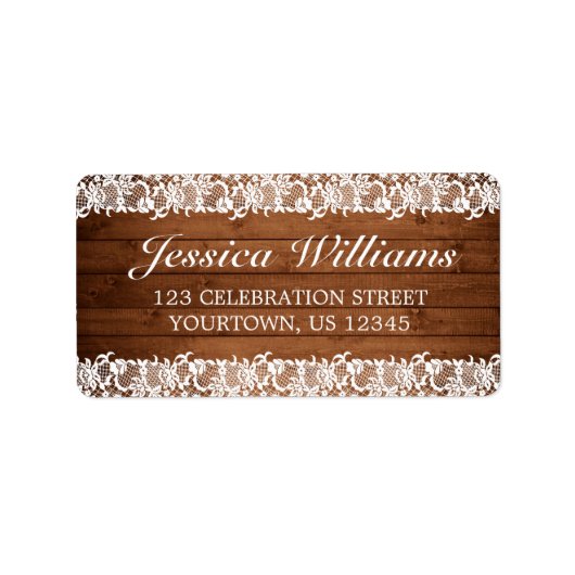 木製と白レースの住所ラベル ラベル (正面)