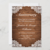 木製と白レースの写真 ウェディングアニバーサリー 招待状 (裏面)