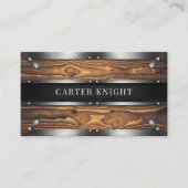 木製と金属のインダストリアルスタイル 名刺 (正面)