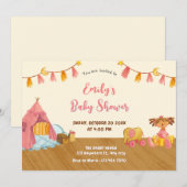 木製のおもちゃの赤ちゃんシャワー 招待状 (正面/裏面)