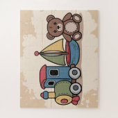 木製のおもちゃ（列車、帆船、テディベア） ジグソーパズル (縦)