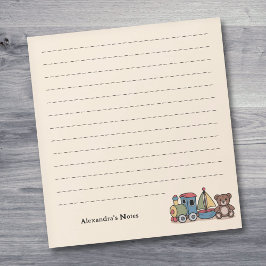 木製のおもちゃ（列車、帆船、テディベア） ノートパッド