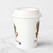 木製のそりモミの枝グリーンと赤の格子縞 紙コップ (右)