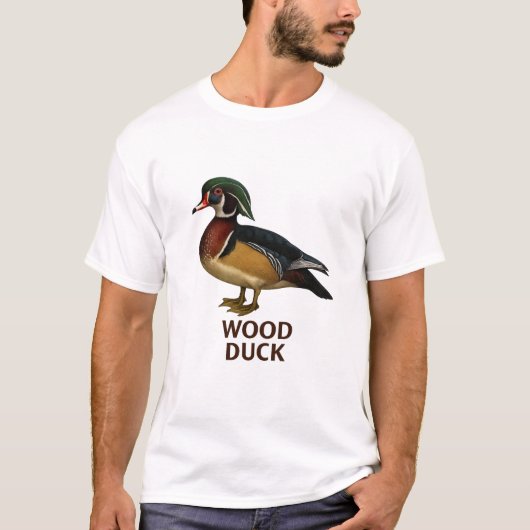 木製のアヒルのTシャツ:水鳥のデザイン Tシャツ (正面)