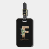 木製のイニシャル F トラベルタグ ラゲッジタグ (正面縦)