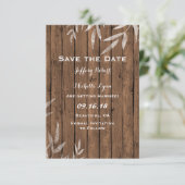 木製のウィローがあしらわれた結婚式のSave the Date セーブザデート (スタンド正面)