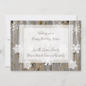 木製のウェザードなクリスマスカードに雪の結晶 シーズンカード (裏面)